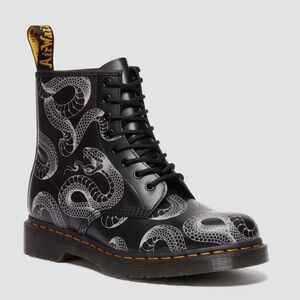 Dr. Martens Black Snake Print Boots, new without tags